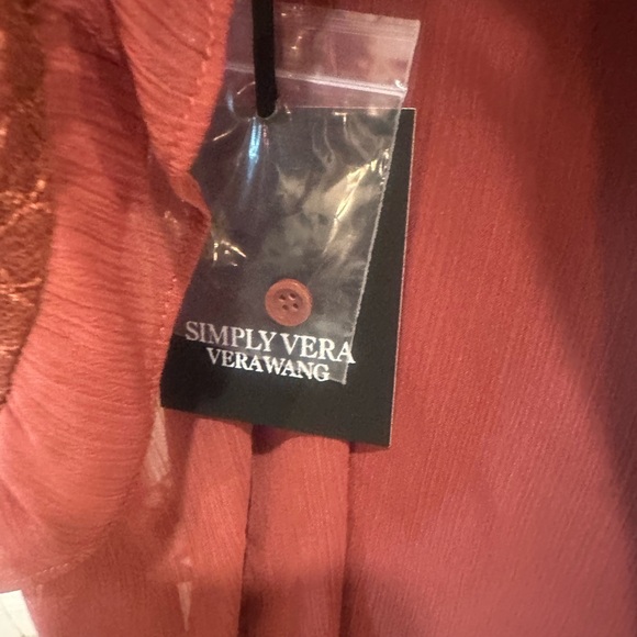 Vera Wang Rust Lace Ruffle Sheer Blouse | Size - Picture 4 of 5